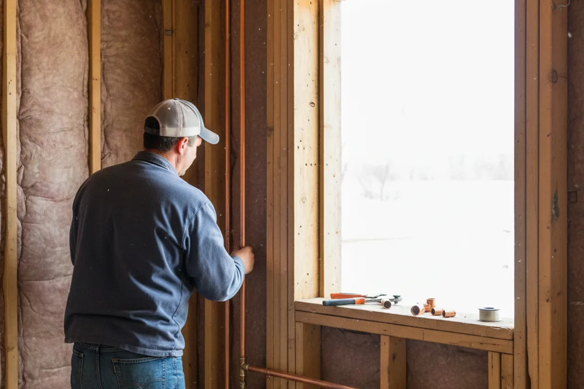Licensed plumber running new copper supply lines in a Hurleyville home