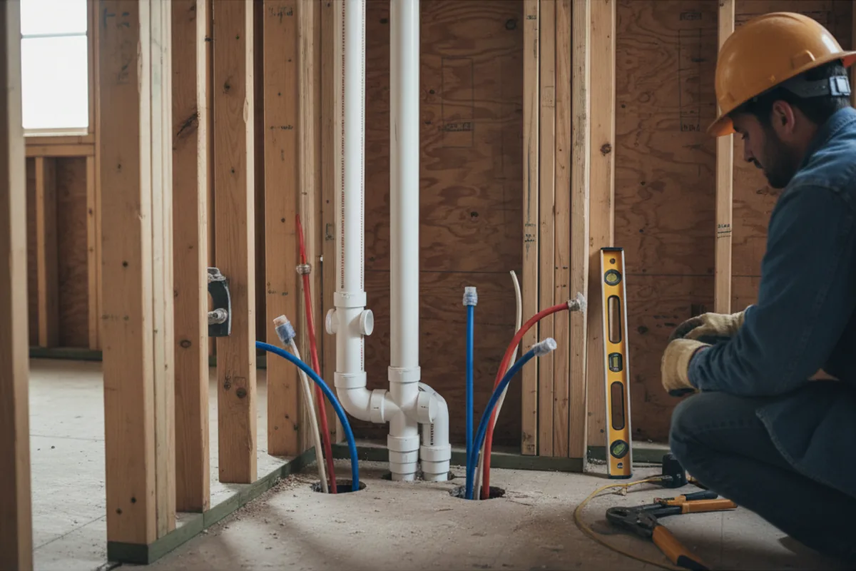 Drain and supply rough-in during Drain Cleaning in Hurleyville