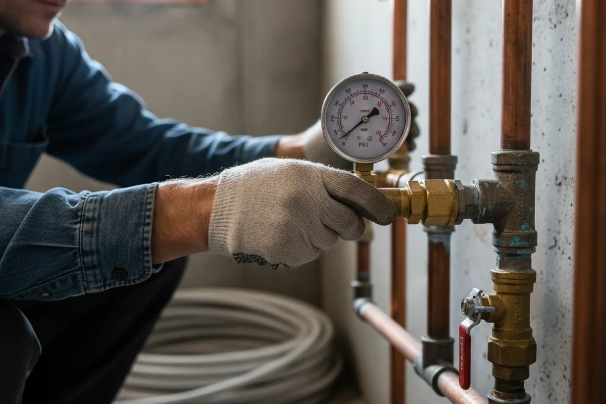 Pressure testing a repaired line during Water Line Repair in Hurleyville